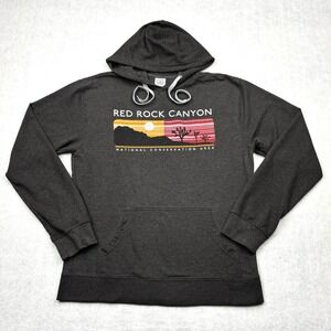 Delta Fleece Red Rock Canyon Hoodie Adult Medium Charcoal Gray Desert Graphic T